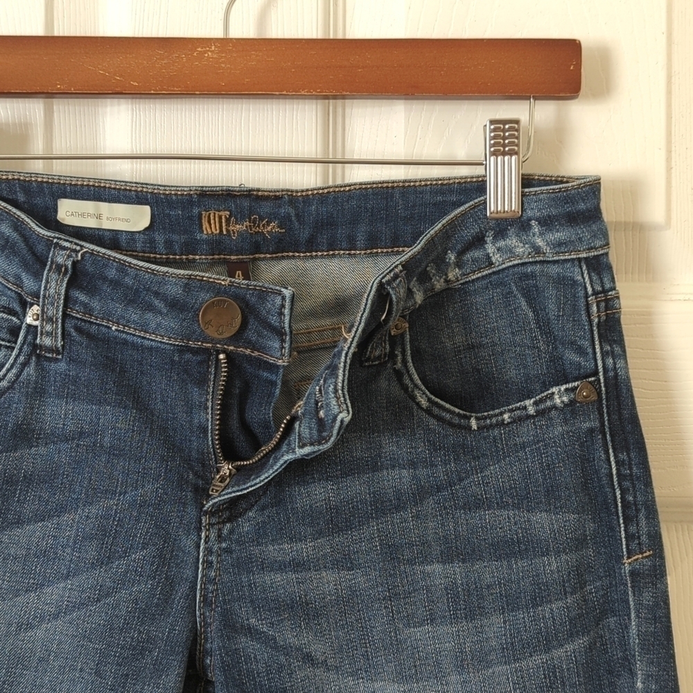 Kut from the Kloth Catherine Mid Rise Dark Wash Slim Fit Boyfriend Denim Jeans 4 - Picture 7 of 16